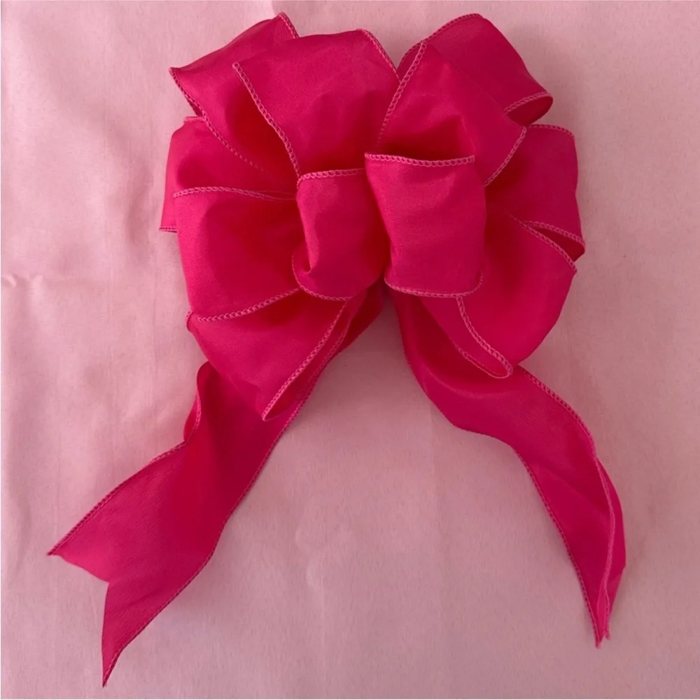 Bows Handmade Pink Wired Ribbon 10” x 8” & 9” X 7” Set of two